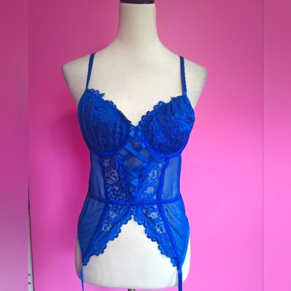 Royal Blue Sexy Lace Corset Bodice (Size XL) - Picture 1 of 9